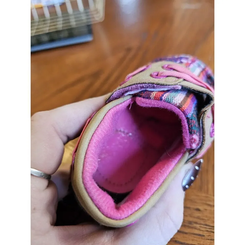 Baby Girl Baby Buckers Twister Moccasin Mocs Pink‎ Serape Size 4 (9-12 Months)